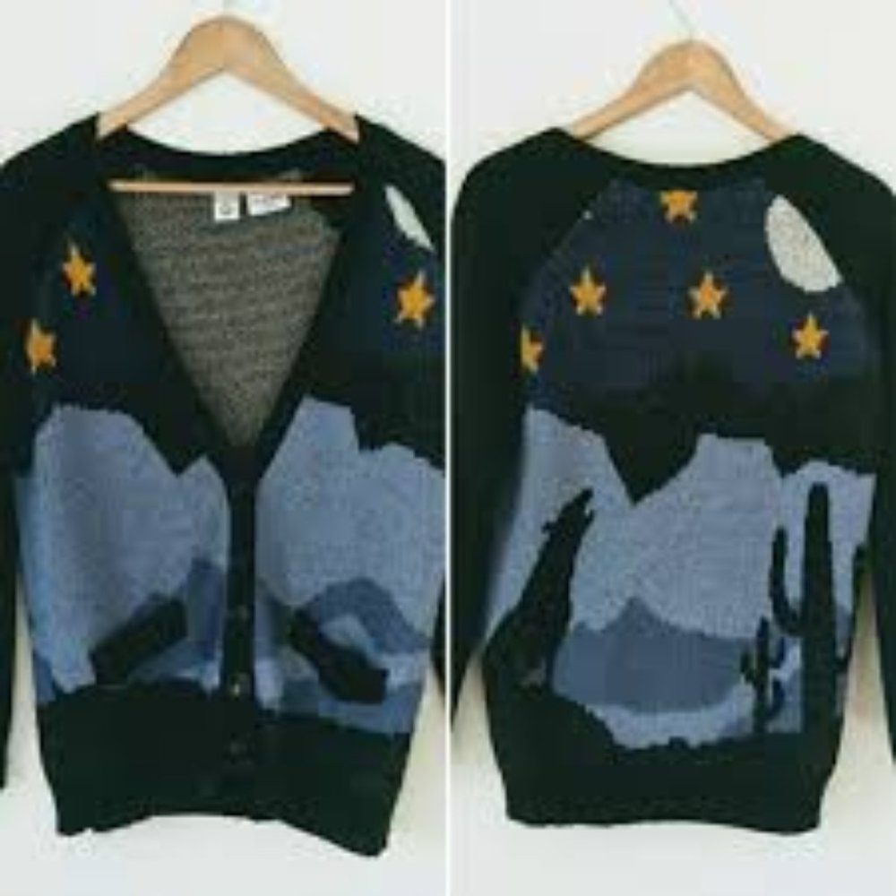 LA Hearts Howling Wolf Starry Night Cardigan